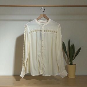 Boden Women’s Cream Viscose Button Round Neck Top Shirt Size 10